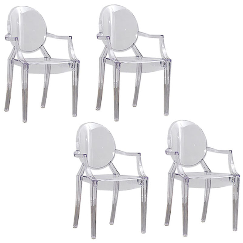 Modern Design Open Back Dining Side Chair Plastic Dining Arm Chair for Home Clear 4 Piece Set Clearhalo ' kitchen&dining_furn' 'Dining Chairs' 'Dining Tables & Seating' 'dining_chair' 'furn' 'furn_dining_chair' 'Furniture' 'furniture_dining_chair' 'Kitchen & Dining Furniture' 'kitchen' 4130847