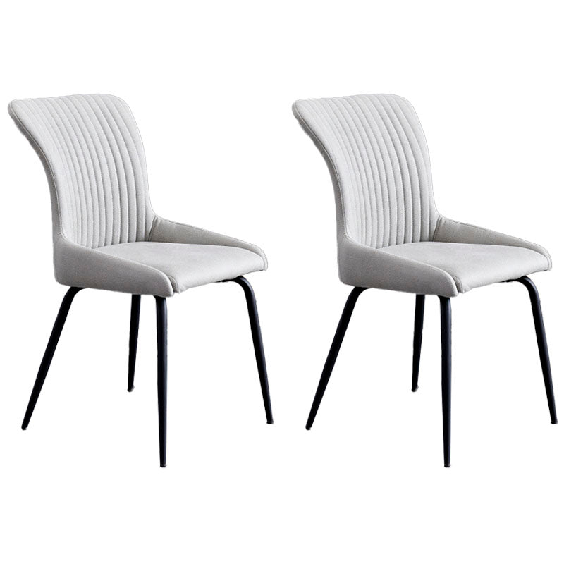 Contemporary Style Metal Dining Chairs Kitchen Armless Dining Side Chairs Light Gray 2 Piece Set Clearhalo ' kitchen&dining_furn' 'Dining Chairs' 'Dining Tables & Seating' 'dining_chair' 'furn' 'furn_dining_chair' 'Furniture' 'furniture_dining_chair' 'Kitchen & Dining Furniture' 'kitchen' 4130851