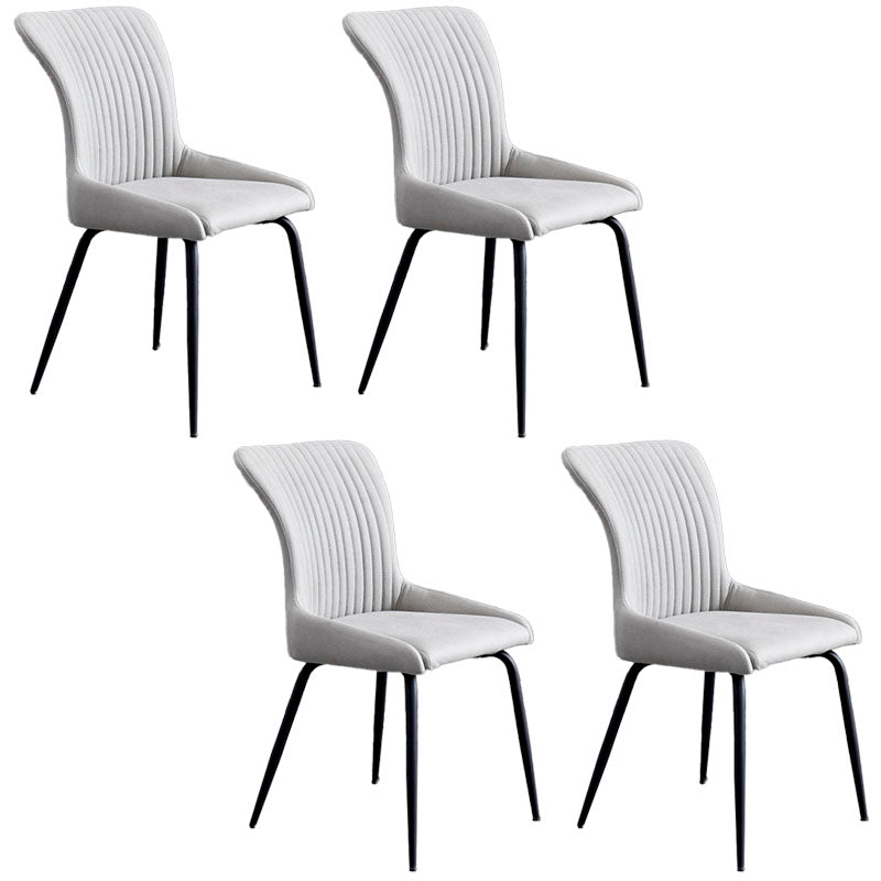 Contemporary Style Metal Dining Chairs Kitchen Armless Dining Side Chairs Light Gray 4 Piece Set Clearhalo ' kitchen&dining_furn' 'Dining Chairs' 'Dining Tables & Seating' 'dining_chair' 'furn' 'furn_dining_chair' 'Furniture' 'furniture_dining_chair' 'Kitchen & Dining Furniture' 'kitchen' 4130853