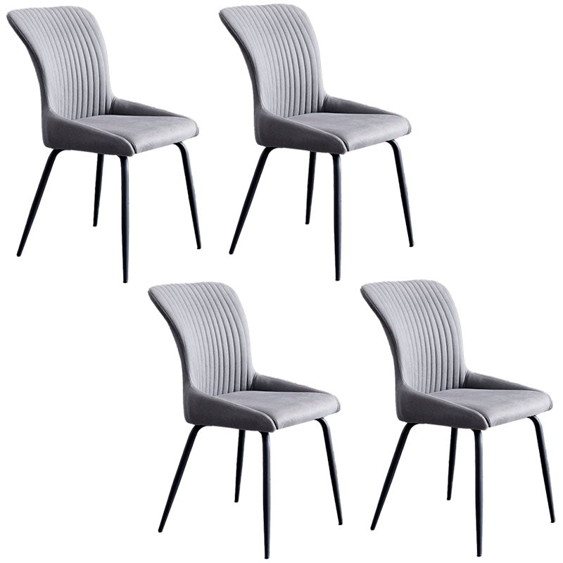 Contemporary Style Metal Dining Chairs Kitchen Armless Dining Side Chairs Dark Gray 4 Piece Set Clearhalo ' kitchen&dining_furn' 'Dining Chairs' 'Dining Tables & Seating' 'dining_chair' 'furn' 'furn_dining_chair' 'Furniture' 'furniture_dining_chair' 'Kitchen & Dining Furniture' 'kitchen' 4130859