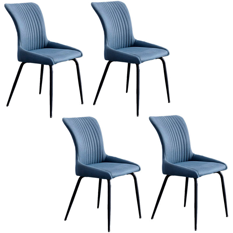 Contemporary Style Metal Dining Chairs Kitchen Armless Dining Side Chairs Blue 4 Piece Set Clearhalo ' kitchen&dining_furn' 'Dining Chairs' 'Dining Tables & Seating' 'dining_chair' 'furn' 'furn_dining_chair' 'Furniture' 'furniture_dining_chair' 'Kitchen & Dining Furniture' 'kitchen' 4130865