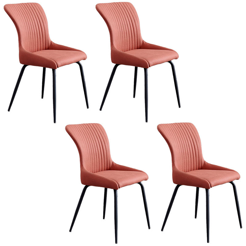 Contemporary Style Metal Dining Chairs Kitchen Armless Dining Side Chairs Red 4 Piece Set Clearhalo ' kitchen&dining_furn' 'Dining Chairs' 'Dining Tables & Seating' 'dining_chair' 'furn' 'furn_dining_chair' 'Furniture' 'furniture_dining_chair' 'Kitchen & Dining Furniture' 'kitchen' 4130871