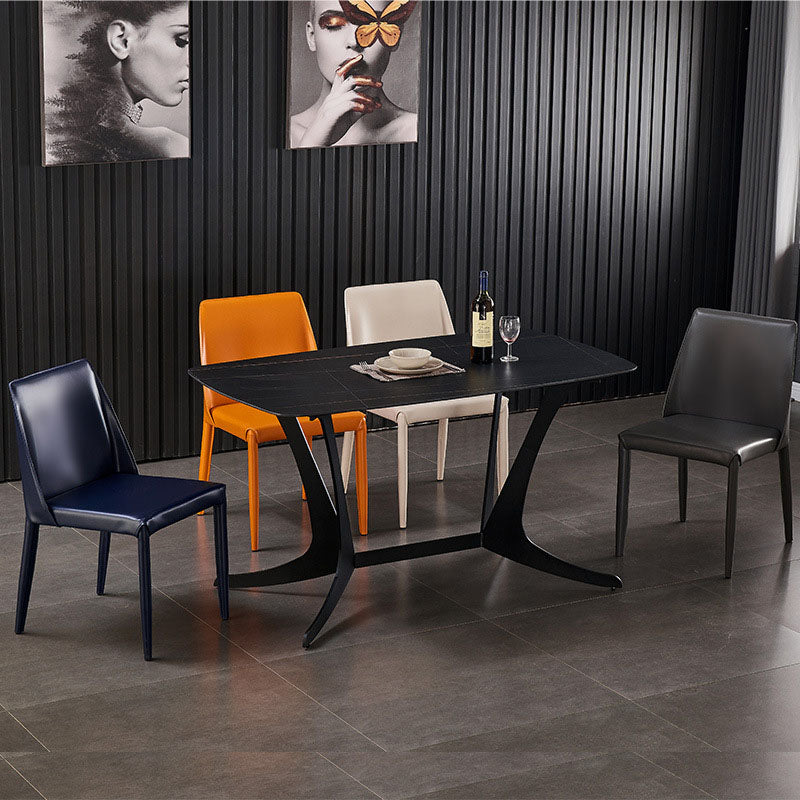 Contemporary Leather Chairs Set Kitchen Dining Room Solid Back Side Chair Clearhalo ' kitchen&dining_furn' 'Dining Chairs' 'Dining Tables & Seating' 'dining_chair' 'furn' 'furn_dining_chair' 'Furniture' 'furniture_dining_chair' 'Kitchen & Dining Furniture' 'kitchen' 4130878