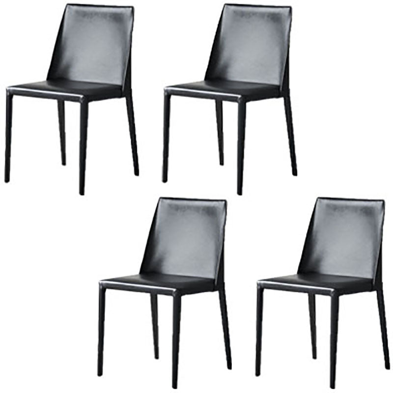 Contemporary Leather Chairs Set Kitchen Dining Room Solid Back Side Chair Black 4 Piece Set Clearhalo ' kitchen&dining_furn' 'Dining Chairs' 'Dining Tables & Seating' 'dining_chair' 'furn' 'furn_dining_chair' 'Furniture' 'furniture_dining_chair' 'Kitchen & Dining Furniture' 'kitchen' 4130881