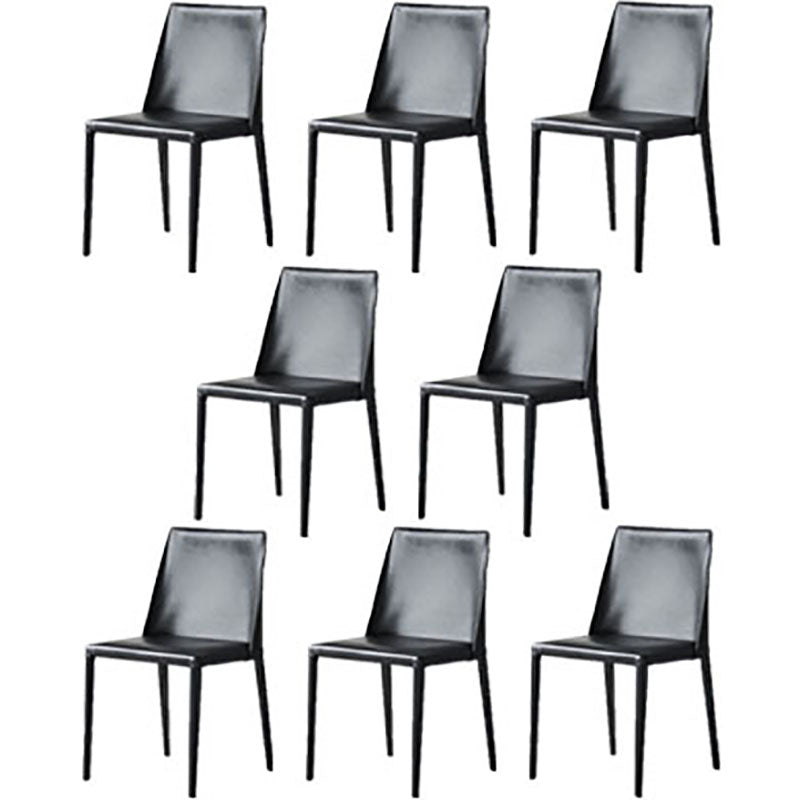 Contemporary Leather Chairs Set Kitchen Dining Room Solid Back Side Chair Black 8 Piece Set Clearhalo ' kitchen&dining_furn' 'Dining Chairs' 'Dining Tables & Seating' 'dining_chair' 'furn' 'furn_dining_chair' 'Furniture' 'furniture_dining_chair' 'Kitchen & Dining Furniture' 'kitchen' 4130882