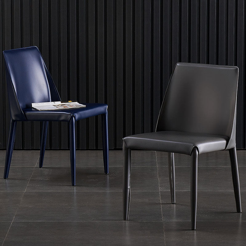 Contemporary Leather Chairs Set Kitchen Dining Room Solid Back Side Chair Clearhalo ' kitchen&dining_furn' 'Dining Chairs' 'Dining Tables & Seating' 'dining_chair' 'furn' 'furn_dining_chair' 'Furniture' 'furniture_dining_chair' 'Kitchen & Dining Furniture' 'kitchen' 4130883