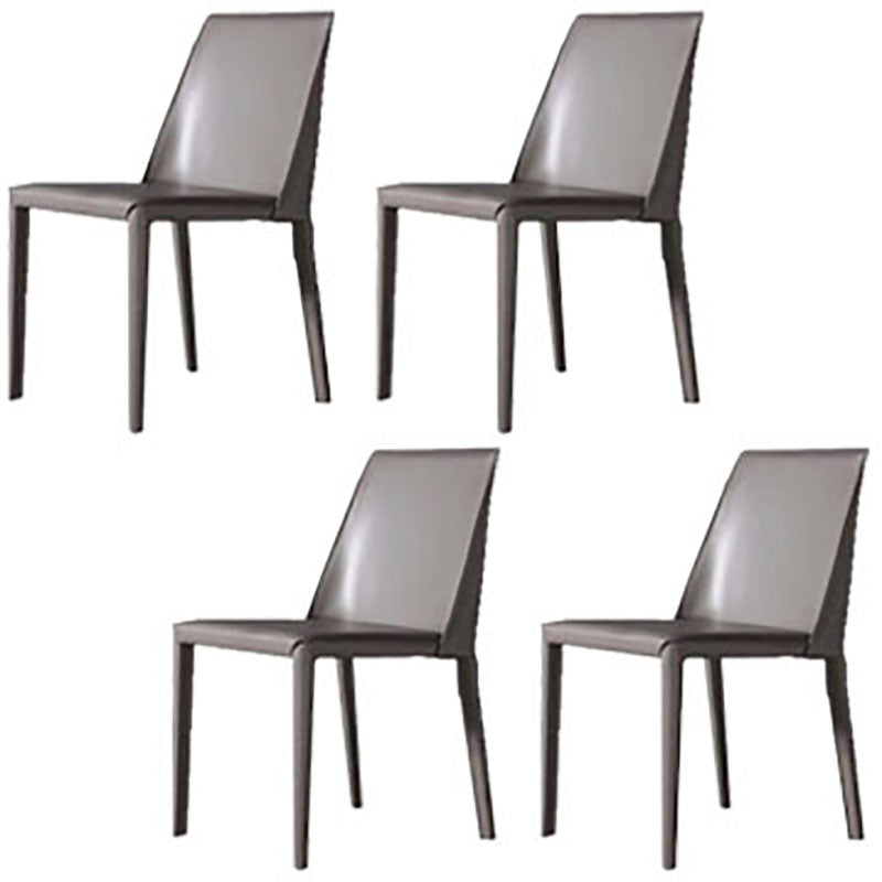 Contemporary Leather Chairs Set Kitchen Dining Room Solid Back Side Chair Light Gray 4 Piece Set Clearhalo ' kitchen&dining_furn' 'Dining Chairs' 'Dining Tables & Seating' 'dining_chair' 'furn' 'furn_dining_chair' 'Furniture' 'furniture_dining_chair' 'Kitchen & Dining Furniture' 'kitchen' 4130884