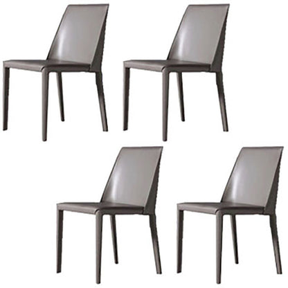 Contemporary Leather Chairs Set Kitchen Dining Room Solid Back Side Chair Light Gray 4 Piece Set Clearhalo ' kitchen&dining_furn' 'Dining Chairs' 'Dining Tables & Seating' 'dining_chair' 'furn' 'furn_dining_chair' 'Furniture' 'furniture_dining_chair' 'Kitchen & Dining Furniture' 'kitchen' 4130884