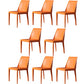 Contemporary Leather Chairs Set Kitchen Dining Room Solid Back Side Chair Orange 8 Piece Set Clearhalo ' kitchen&dining_furn' 'Dining Chairs' 'Dining Tables & Seating' 'dining_chair' 'furn' 'furn_dining_chair' 'Furniture' 'furniture_dining_chair' 'Kitchen & Dining Furniture' 'kitchen' 4130890