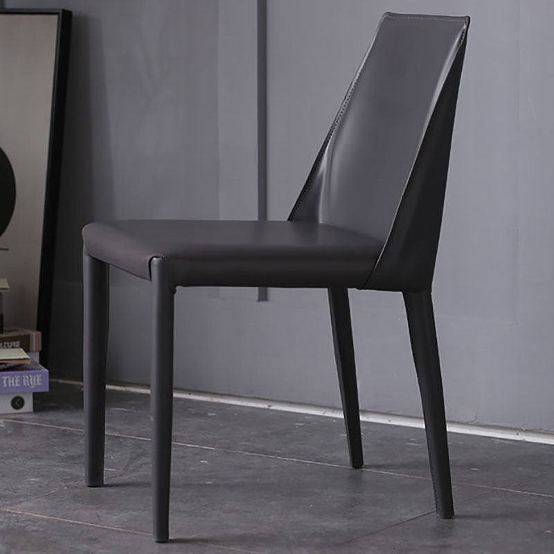 Contemporary Leather Chairs Set Kitchen Dining Room Solid Back Side Chair Clearhalo ' kitchen&dining_furn' 'Dining Chairs' 'Dining Tables & Seating' 'dining_chair' 'furn' 'furn_dining_chair' 'Furniture' 'furniture_dining_chair' 'Kitchen & Dining Furniture' 'kitchen' 4130895