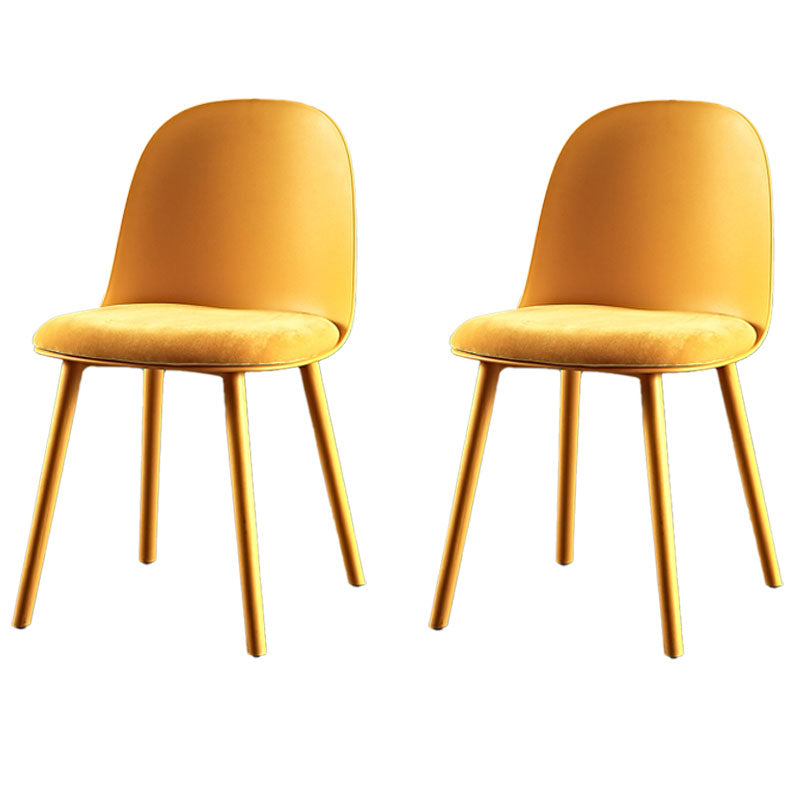 Scandinavian Style Plastic Dining Side Chair Home Open Back Armless Chair Orange Yellow 2 Piece Set Clearhalo ' kitchen&dining_furn' 'Dining Chairs' 'Dining Tables & Seating' 'dining_chair' 'furn' 'furn_dining_chair' 'Furniture' 'furniture_dining_chair' 'Kitchen & Dining Furniture' 'kitchen' 4130900