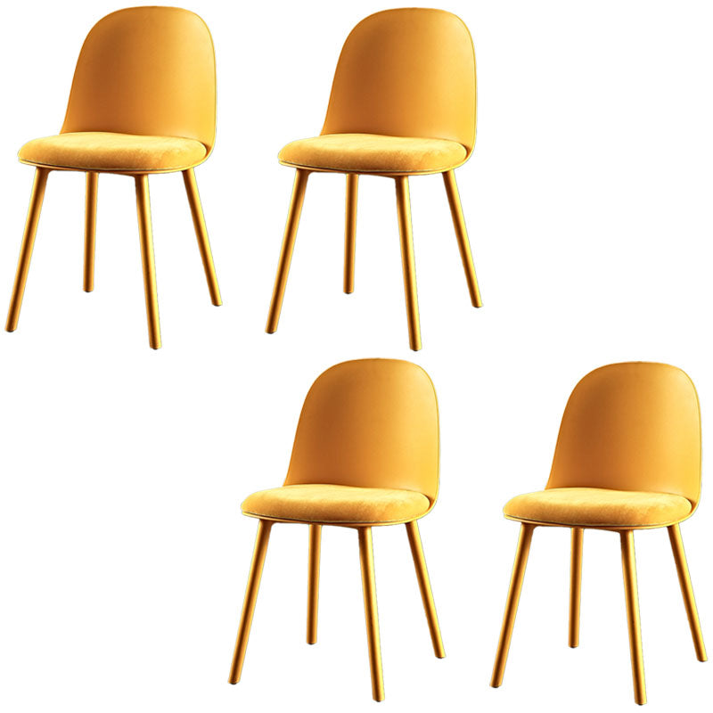 Scandinavian Style Plastic Dining Side Chair Home Open Back Armless Chair Orange Yellow 4 Piece Set Clearhalo ' kitchen&dining_furn' 'Dining Chairs' 'Dining Tables & Seating' 'dining_chair' 'furn' 'furn_dining_chair' 'Furniture' 'furniture_dining_chair' 'Kitchen & Dining Furniture' 'kitchen' 4130901