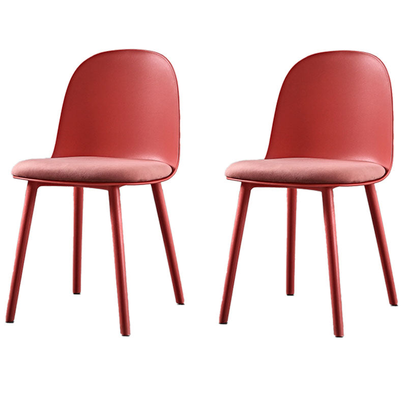 Scandinavian Style Plastic Dining Side Chair Home Open Back Armless Chair Rose Red 2 Piece Set Clearhalo ' kitchen&dining_furn' 'Dining Chairs' 'Dining Tables & Seating' 'dining_chair' 'furn' 'furn_dining_chair' 'Furniture' 'furniture_dining_chair' 'Kitchen & Dining Furniture' 'kitchen' 4130905