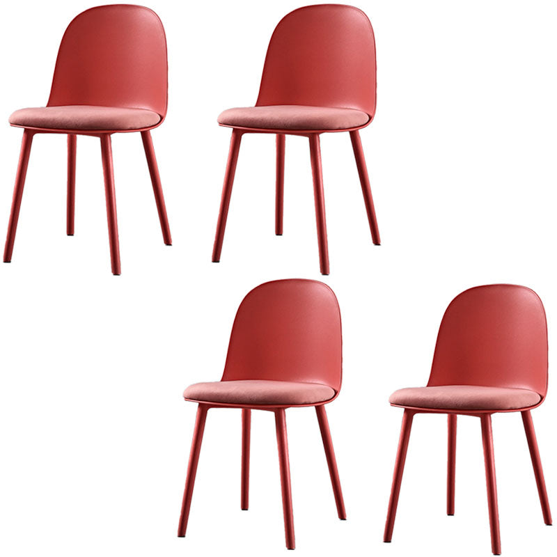 Scandinavian Style Plastic Dining Side Chair Home Open Back Armless Chair Rose Red 4 Piece Set Clearhalo ' kitchen&dining_furn' 'Dining Chairs' 'Dining Tables & Seating' 'dining_chair' 'furn' 'furn_dining_chair' 'Furniture' 'furniture_dining_chair' 'Kitchen & Dining Furniture' 'kitchen' 4130907