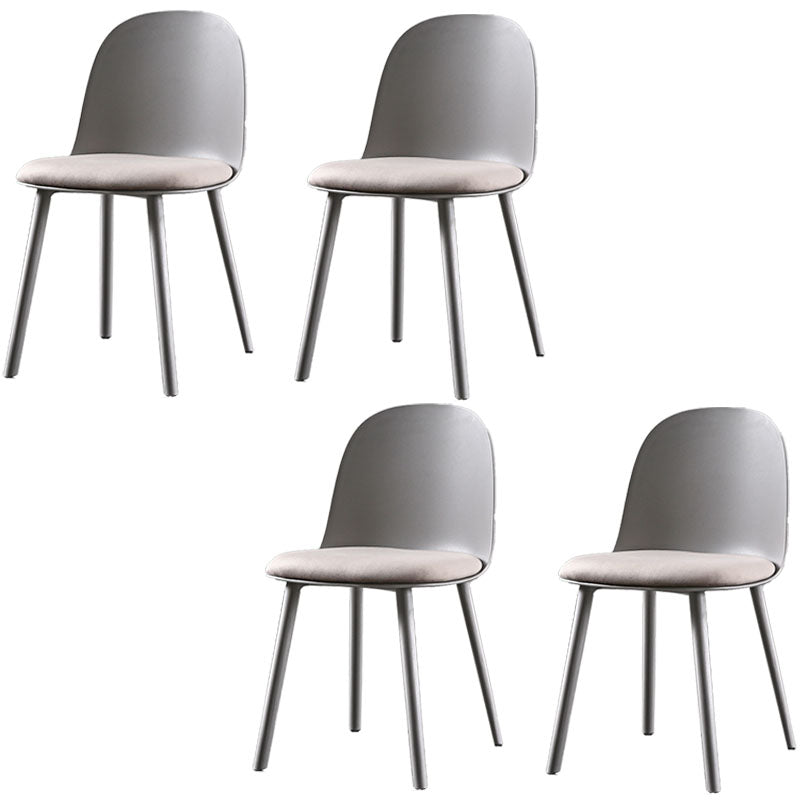 Scandinavian Style Plastic Dining Side Chair Home Open Back Armless Chair Silver Gray 4 Piece Set Clearhalo ' kitchen&dining_furn' 'Dining Chairs' 'Dining Tables & Seating' 'dining_chair' 'furn' 'furn_dining_chair' 'Furniture' 'furniture_dining_chair' 'Kitchen & Dining Furniture' 'kitchen' 4130918