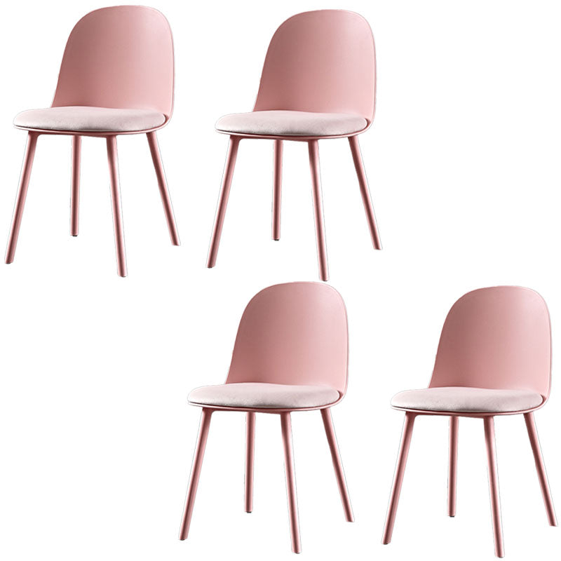 Scandinavian Style Plastic Dining Side Chair Home Open Back Armless Chair Pink 4 Piece Set Clearhalo ' kitchen&dining_furn' 'Dining Chairs' 'Dining Tables & Seating' 'dining_chair' 'furn' 'furn_dining_chair' 'Furniture' 'furniture_dining_chair' 'Kitchen & Dining Furniture' 'kitchen' 4130921