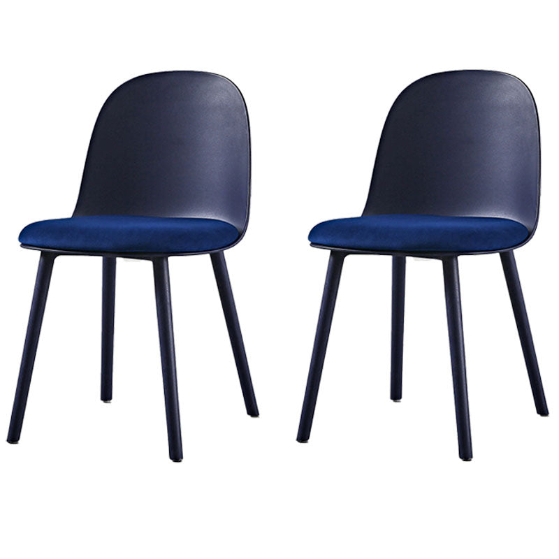 Scandinavian Style Plastic Dining Side Chair Home Open Back Armless Chair Dark Blue 2 Piece Set Clearhalo ' kitchen&dining_furn' 'Dining Chairs' 'Dining Tables & Seating' 'dining_chair' 'furn' 'furn_dining_chair' 'Furniture' 'furniture_dining_chair' 'Kitchen & Dining Furniture' 'kitchen' 4130926