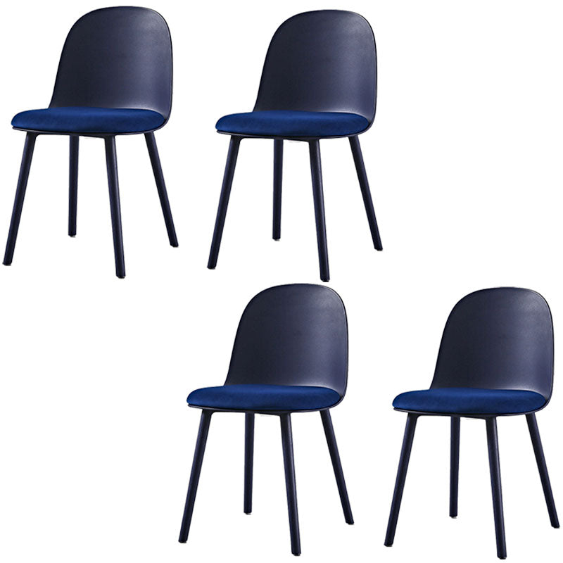 Scandinavian Style Plastic Dining Side Chair Home Open Back Armless Chair Dark Blue 4 Piece Set Clearhalo ' kitchen&dining_furn' 'Dining Chairs' 'Dining Tables & Seating' 'dining_chair' 'furn' 'furn_dining_chair' 'Furniture' 'furniture_dining_chair' 'Kitchen & Dining Furniture' 'kitchen' 4130927
