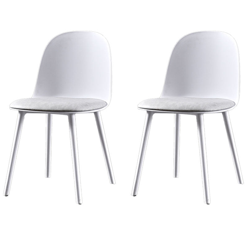 Scandinavian Style Plastic Dining Side Chair Home Open Back Armless Chair Ivory 2 Piece Set Clearhalo ' kitchen&dining_furn' 'Dining Chairs' 'Dining Tables & Seating' 'dining_chair' 'furn' 'furn_dining_chair' 'Furniture' 'furniture_dining_chair' 'Kitchen & Dining Furniture' 'kitchen' 4130933