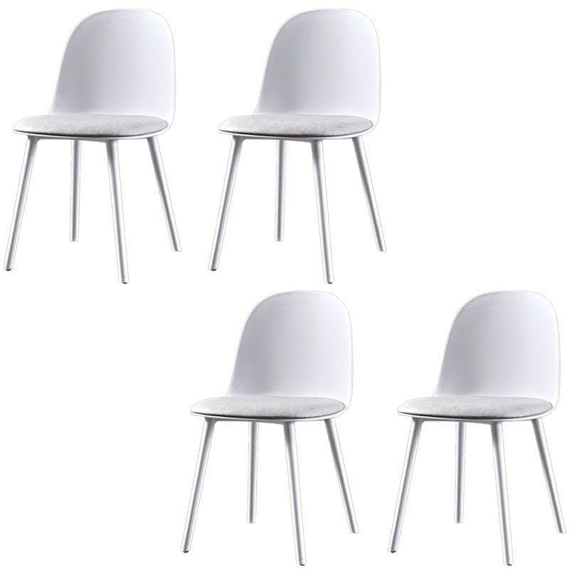 Scandinavian Style Plastic Dining Side Chair Home Open Back Armless Chair Ivory 4 Piece Set Clearhalo ' kitchen&dining_furn' 'Dining Chairs' 'Dining Tables & Seating' 'dining_chair' 'furn' 'furn_dining_chair' 'Furniture' 'furniture_dining_chair' 'Kitchen & Dining Furniture' 'kitchen' 4130934