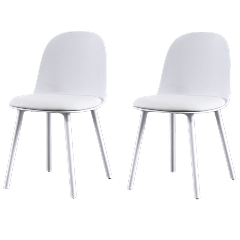 Scandinavian Style Plastic Dining Side Chair Home Open Back Armless Chair Gloss White 2 Piece Set Clearhalo ' kitchen&dining_furn' 'Dining Chairs' 'Dining Tables & Seating' 'dining_chair' 'furn' 'furn_dining_chair' 'Furniture' 'furniture_dining_chair' 'Kitchen & Dining Furniture' 'kitchen' 4130936