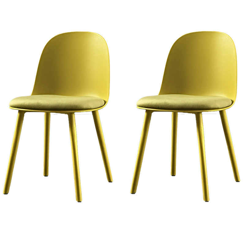 Scandinavian Style Plastic Dining Side Chair Home Open Back Armless Chair Yellow 2 Piece Set Clearhalo ' kitchen&dining_furn' 'Dining Chairs' 'Dining Tables & Seating' 'dining_chair' 'furn' 'furn_dining_chair' 'Furniture' 'furniture_dining_chair' 'Kitchen & Dining Furniture' 'kitchen' 4130939