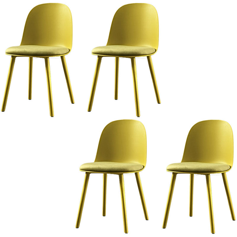 Scandinavian Style Plastic Dining Side Chair Home Open Back Armless Chair Yellow 4 Piece Set Clearhalo ' kitchen&dining_furn' 'Dining Chairs' 'Dining Tables & Seating' 'dining_chair' 'furn' 'furn_dining_chair' 'Furniture' 'furniture_dining_chair' 'Kitchen & Dining Furniture' 'kitchen' 4130940