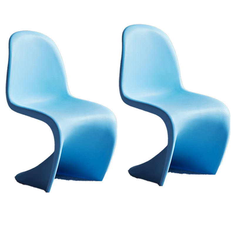 Contemporary Style Plastic Dining Armless Chair Stacking Solid Back Dining Chair Blue Set of 2 Clearhalo ' kitchen&dining_furn' 'Dining Chairs' 'Dining Tables & Seating' 'dining_chair' 'Furniture' 'furniture_dining_chair' 'Kitchen & Dining Furniture' 'kitchen' 4130949