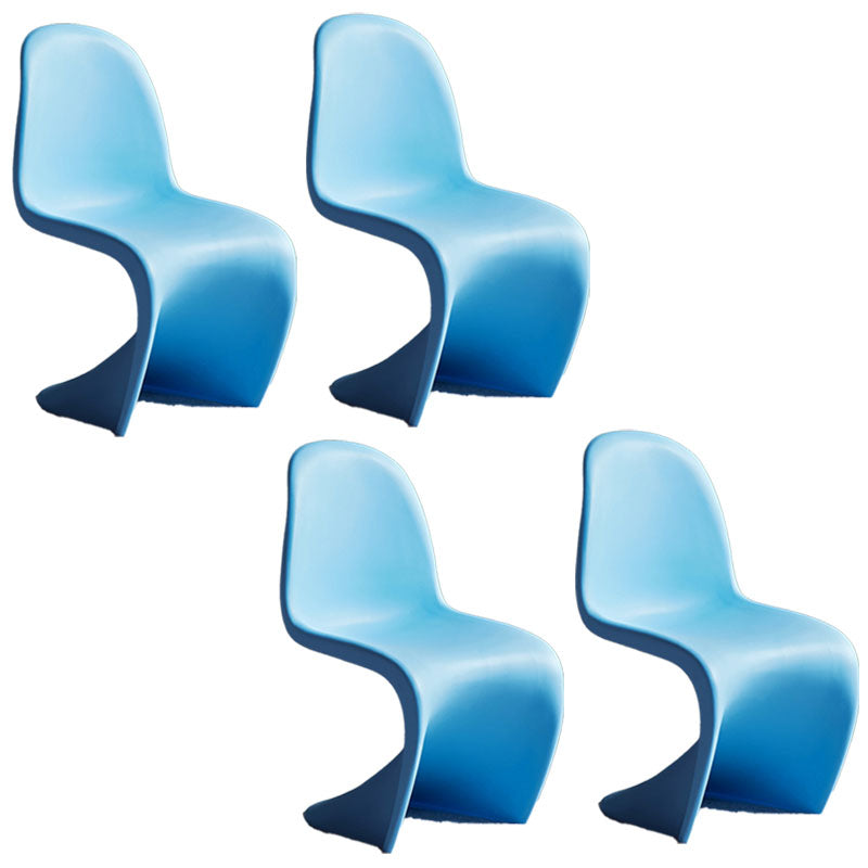 Contemporary Style Plastic Dining Armless Chair Stacking Solid Back Dining Chair Blue Set of 4 Clearhalo ' kitchen&dining_furn' 'Dining Chairs' 'Dining Tables & Seating' 'dining_chair' 'Furniture' 'furniture_dining_chair' 'Kitchen & Dining Furniture' 'kitchen' 4130950