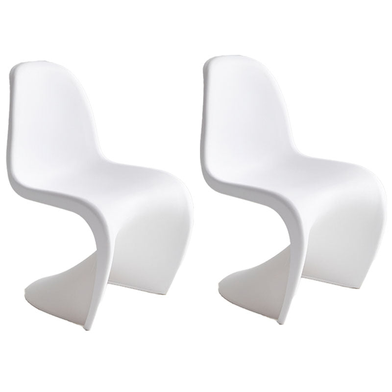 Contemporary Style Plastic Dining Armless Chair Stacking Solid Back Dining Chair White Set of 2 Clearhalo ' kitchen&dining_furn' 'Dining Chairs' 'Dining Tables & Seating' 'dining_chair' 'Furniture' 'furniture_dining_chair' 'Kitchen & Dining Furniture' 'kitchen' 4130955