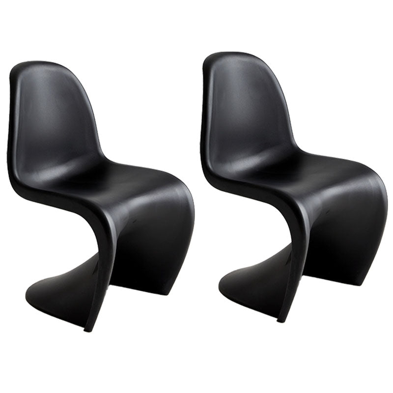 Contemporary Style Plastic Dining Armless Chair Stacking Solid Back Dining Chair Black Set of 2 Clearhalo ' kitchen&dining_furn' 'Dining Chairs' 'Dining Tables & Seating' 'dining_chair' 'Furniture' 'furniture_dining_chair' 'Kitchen & Dining Furniture' 'kitchen' 4130959
