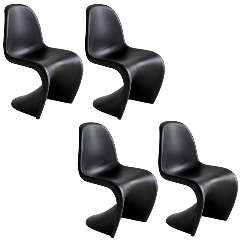 Contemporary Style Plastic Dining Armless Chair Stacking Solid Back Dining Chair Black Set of 4 Clearhalo ' kitchen&dining_furn' 'Dining Chairs' 'Dining Tables & Seating' 'dining_chair' 'Furniture' 'furniture_dining_chair' 'Kitchen & Dining Furniture' 'kitchen' 4130960