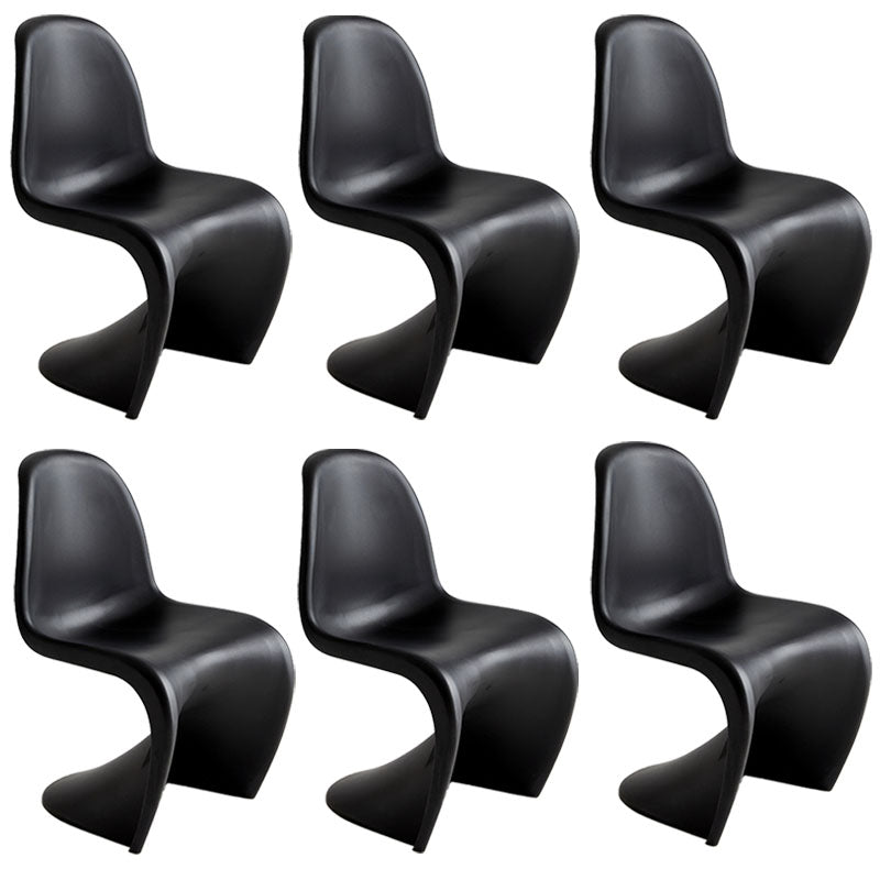 Contemporary Style Plastic Dining Armless Chair Stacking Solid Back Dining Chair Black Set of 6 Clearhalo ' kitchen&dining_furn' 'Dining Chairs' 'Dining Tables & Seating' 'dining_chair' 'Furniture' 'furniture_dining_chair' 'Kitchen & Dining Furniture' 'kitchen' 4130961