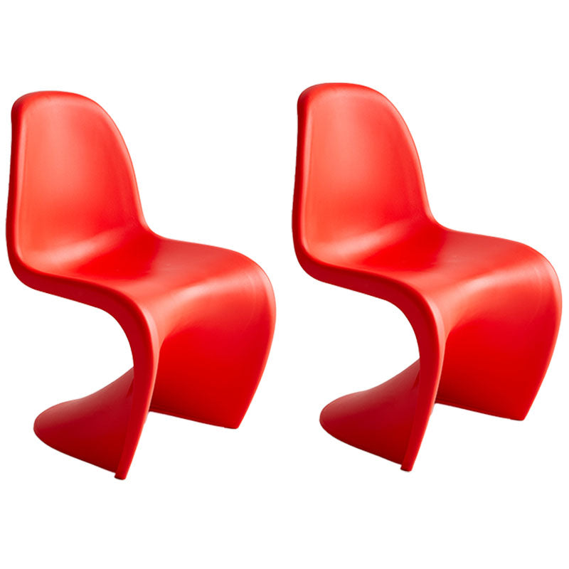 Contemporary Style Plastic Dining Armless Chair Stacking Solid Back Dining Chair Red Set of 2 Clearhalo ' kitchen&dining_furn' 'Dining Chairs' 'Dining Tables & Seating' 'dining_chair' 'Furniture' 'furniture_dining_chair' 'Kitchen & Dining Furniture' 'kitchen' 4130962