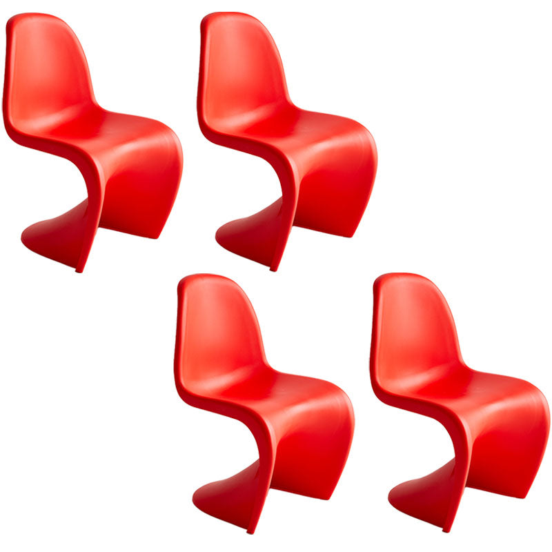 Contemporary Style Plastic Dining Armless Chair Stacking Solid Back Dining Chair Red Set of 4 Clearhalo ' kitchen&dining_furn' 'Dining Chairs' 'Dining Tables & Seating' 'dining_chair' 'Furniture' 'furniture_dining_chair' 'Kitchen & Dining Furniture' 'kitchen' 4130963