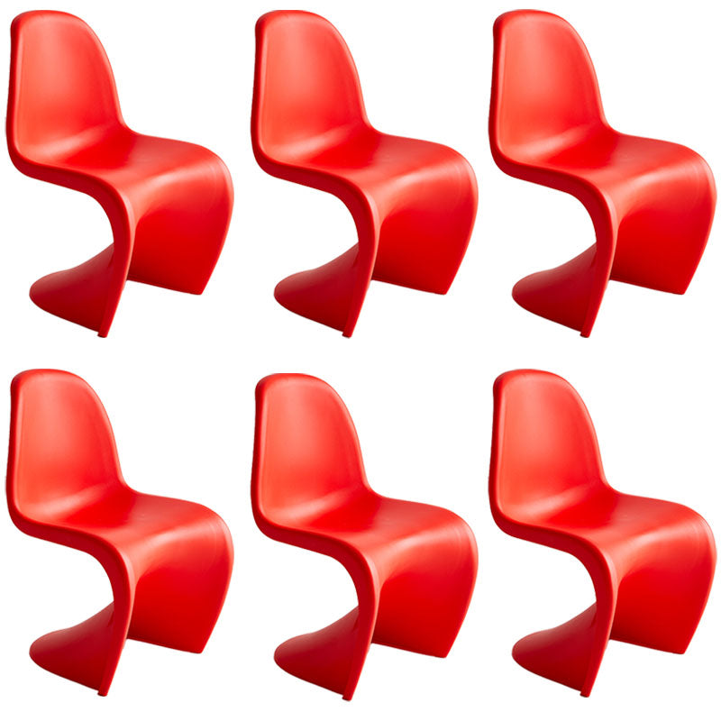 Contemporary Style Plastic Dining Armless Chair Stacking Solid Back Dining Chair Red Set of 6 Clearhalo ' kitchen&dining_furn' 'Dining Chairs' 'Dining Tables & Seating' 'dining_chair' 'Furniture' 'furniture_dining_chair' 'Kitchen & Dining Furniture' 'kitchen' 4130964