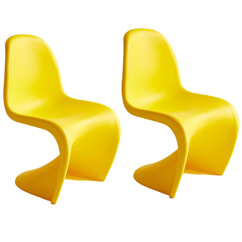Contemporary Style Plastic Dining Armless Chair Stacking Solid Back Dining Chair Yellow Set of 2 Clearhalo ' kitchen&dining_furn' 'Dining Chairs' 'Dining Tables & Seating' 'dining_chair' 'Furniture' 'furniture_dining_chair' 'Kitchen & Dining Furniture' 'kitchen' 4130965