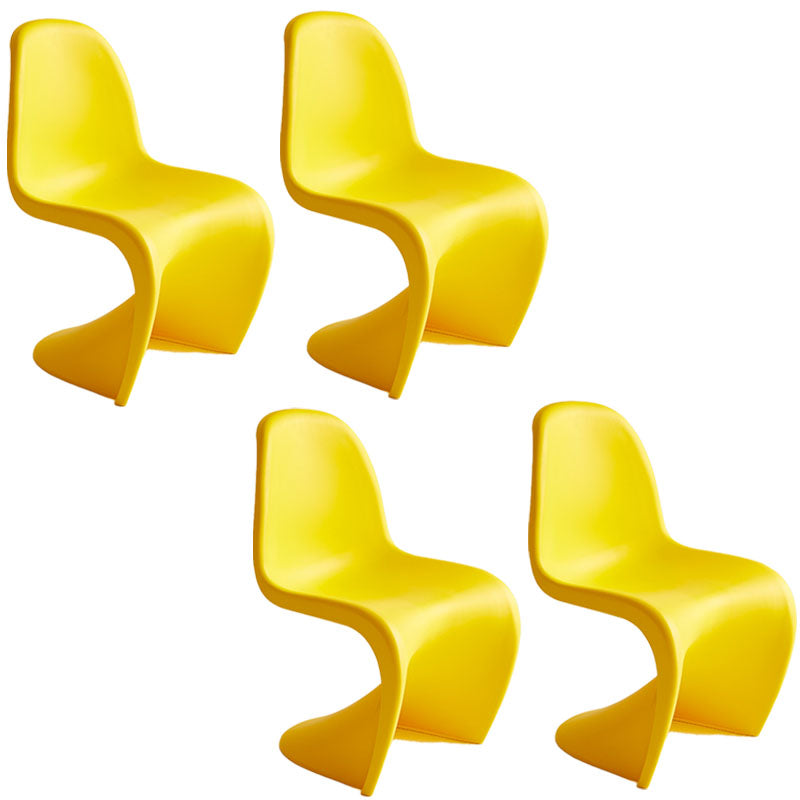 Contemporary Style Plastic Dining Armless Chair Stacking Solid Back Dining Chair Yellow Set of 4 Clearhalo ' kitchen&dining_furn' 'Dining Chairs' 'Dining Tables & Seating' 'dining_chair' 'Furniture' 'furniture_dining_chair' 'Kitchen & Dining Furniture' 'kitchen' 4130966