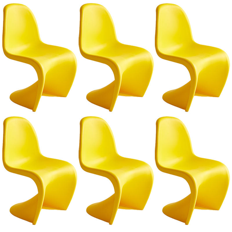 Contemporary Style Plastic Dining Armless Chair Stacking Solid Back Dining Chair Yellow Set of 6 Clearhalo ' kitchen&dining_furn' 'Dining Chairs' 'Dining Tables & Seating' 'dining_chair' 'Furniture' 'furniture_dining_chair' 'Kitchen & Dining Furniture' 'kitchen' 4130967