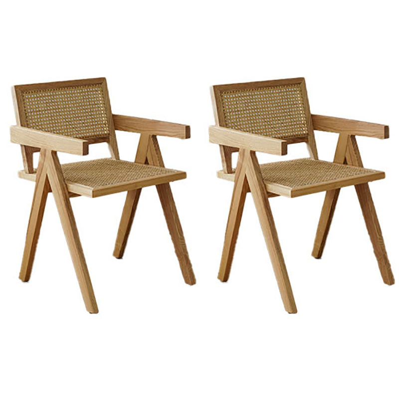 Scandinavian Wood Dining Chair Coffee Shop Open Back Dining Chairs with Arm (Set of 2) Natural Clearhalo ' kitchen&dining_furn' 'Dining Chairs' 'Dining Tables & Seating' 'dining_chair' 'furn' 'furn_dining_chair' 'Furniture' 'furniture_dining_chair' 'Kitchen & Dining Furniture' 'kitchen' 4130970