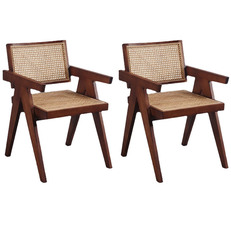 Scandinavian Wood Dining Chair Coffee Shop Open Back Dining Chairs with Arm (Set of 2) Walnut Clearhalo ' kitchen&dining_furn' 'Dining Chairs' 'Dining Tables & Seating' 'dining_chair' 'furn' 'furn_dining_chair' 'Furniture' 'furniture_dining_chair' 'Kitchen & Dining Furniture' 'kitchen' 4130971