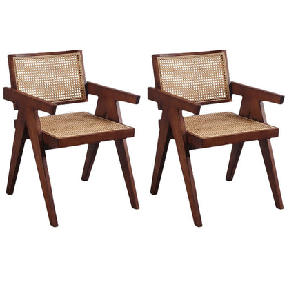 Scandinavian Wood Dining Chair Coffee Shop Open Back Dining Chairs with Arm (Set of 2) Walnut Clearhalo ' kitchen&dining_furn' 'Dining Chairs' 'Dining Tables & Seating' 'dining_chair' 'furn' 'furn_dining_chair' 'Furniture' 'furniture_dining_chair' 'Kitchen & Dining Furniture' 'kitchen' 4130971