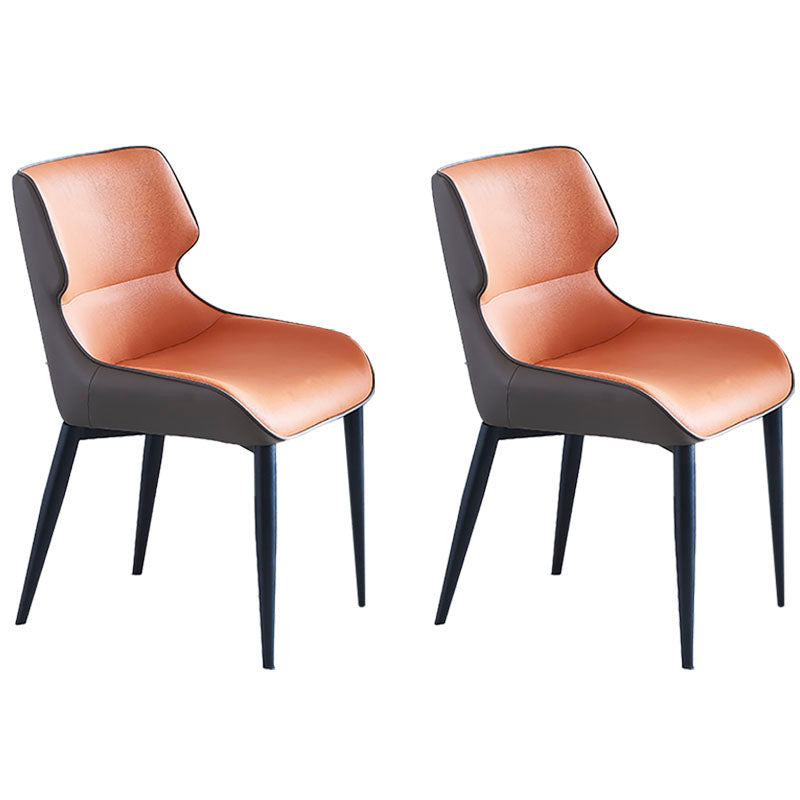 Home Industrial Arm Chair Wingback Metal Upholstered Dining Room Chair (Set of 2) Orange Clearhalo ' kitchen&dining_furn' 'Dining Chairs' 'Dining Tables & Seating' 'dining_chair' 'furn' 'furn_dining_chair' 'Furniture' 'furniture_dining_chair' 'Kitchen & Dining Furniture' 'kitchen' 4130986