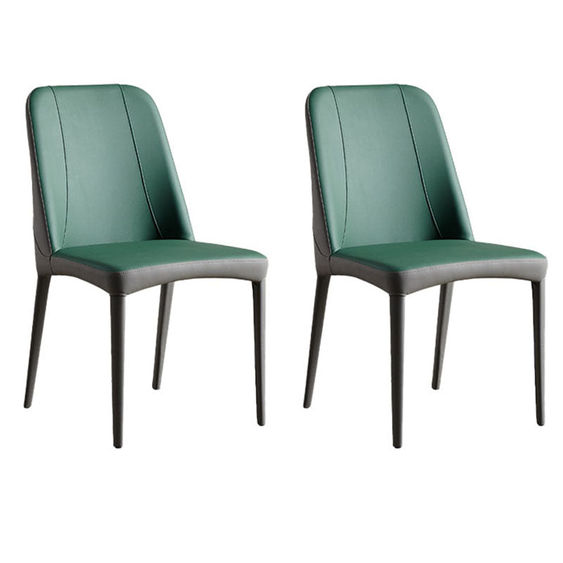 Industrial Home Side Chair Solid Back Metal Upholstered Dining Side Chair (Set of 2) Green Clearhalo ' kitchen&dining_furn' 'Dining Chairs' 'Dining Tables & Seating' 'dining_chair' 'furn' 'furn_dining_chair' 'Furniture' 'furniture_dining_chair' 'Kitchen & Dining Furniture' 'kitchen' 4131000
