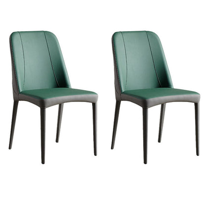 Industrial Home Side Chair Solid Back Metal Upholstered Dining Side Chair (Set of 2) Green Clearhalo ' kitchen&dining_furn' 'Dining Chairs' 'Dining Tables & Seating' 'dining_chair' 'furn' 'furn_dining_chair' 'Furniture' 'furniture_dining_chair' 'Kitchen & Dining Furniture' 'kitchen' 4131000