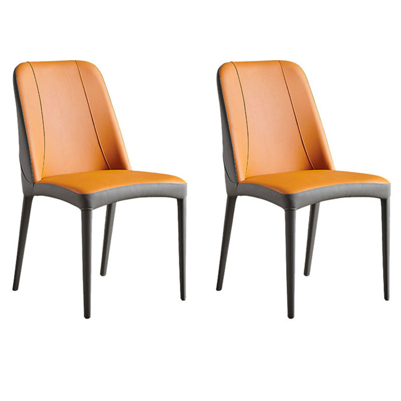 Industrial Home Side Chair Solid Back Metal Upholstered Dining Side Chair (Set of 2) Orange Clearhalo ' kitchen&dining_furn' 'Dining Chairs' 'Dining Tables & Seating' 'dining_chair' 'furn' 'furn_dining_chair' 'Furniture' 'furniture_dining_chair' 'Kitchen & Dining Furniture' 'kitchen' 4131002