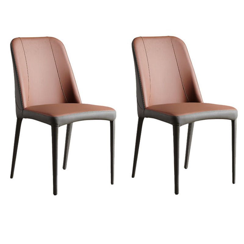 Industrial Home Side Chair Solid Back Metal Upholstered Dining Side Chair (Set of 2) Red Clearhalo ' kitchen&dining_furn' 'Dining Chairs' 'Dining Tables & Seating' 'dining_chair' 'furn' 'furn_dining_chair' 'Furniture' 'furniture_dining_chair' 'Kitchen & Dining Furniture' 'kitchen' 4131004