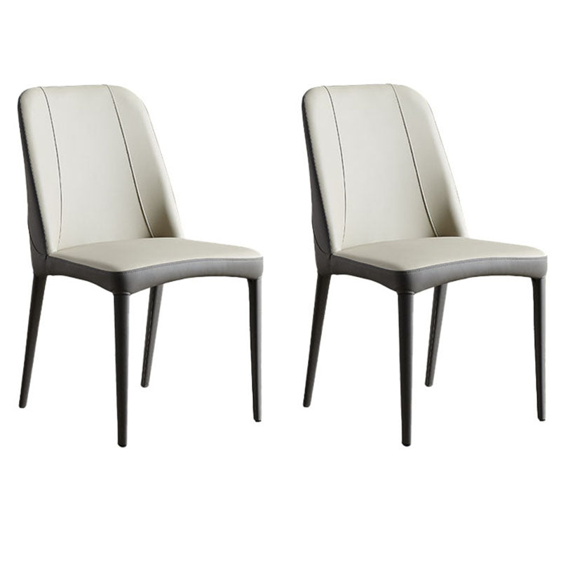 Industrial Home Side Chair Solid Back Metal Upholstered Dining Side Chair (Set of 2) Cream Gray Clearhalo ' kitchen&dining_furn' 'Dining Chairs' 'Dining Tables & Seating' 'dining_chair' 'furn' 'furn_dining_chair' 'Furniture' 'furniture_dining_chair' 'Kitchen & Dining Furniture' 'kitchen' 4131006