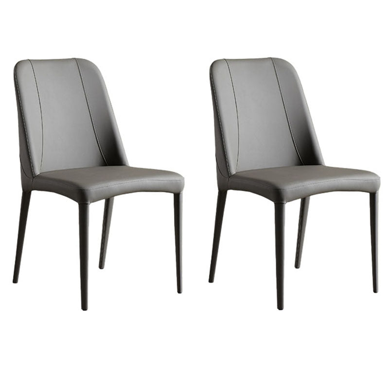 Industrial Home Side Chair Solid Back Metal Upholstered Dining Side Chair (Set of 2) Grey Clearhalo ' kitchen&dining_furn' 'Dining Chairs' 'Dining Tables & Seating' 'dining_chair' 'furn' 'furn_dining_chair' 'Furniture' 'furniture_dining_chair' 'Kitchen & Dining Furniture' 'kitchen' 4131007