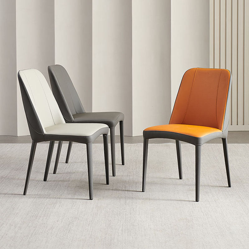 Industrial Home Side Chair Solid Back Metal Upholstered Dining Side Chair (Set of 2) Clearhalo ' kitchen&dining_furn' 'Dining Chairs' 'Dining Tables & Seating' 'dining_chair' 'furn' 'furn_dining_chair' 'Furniture' 'furniture_dining_chair' 'Kitchen & Dining Furniture' 'kitchen' 4131013